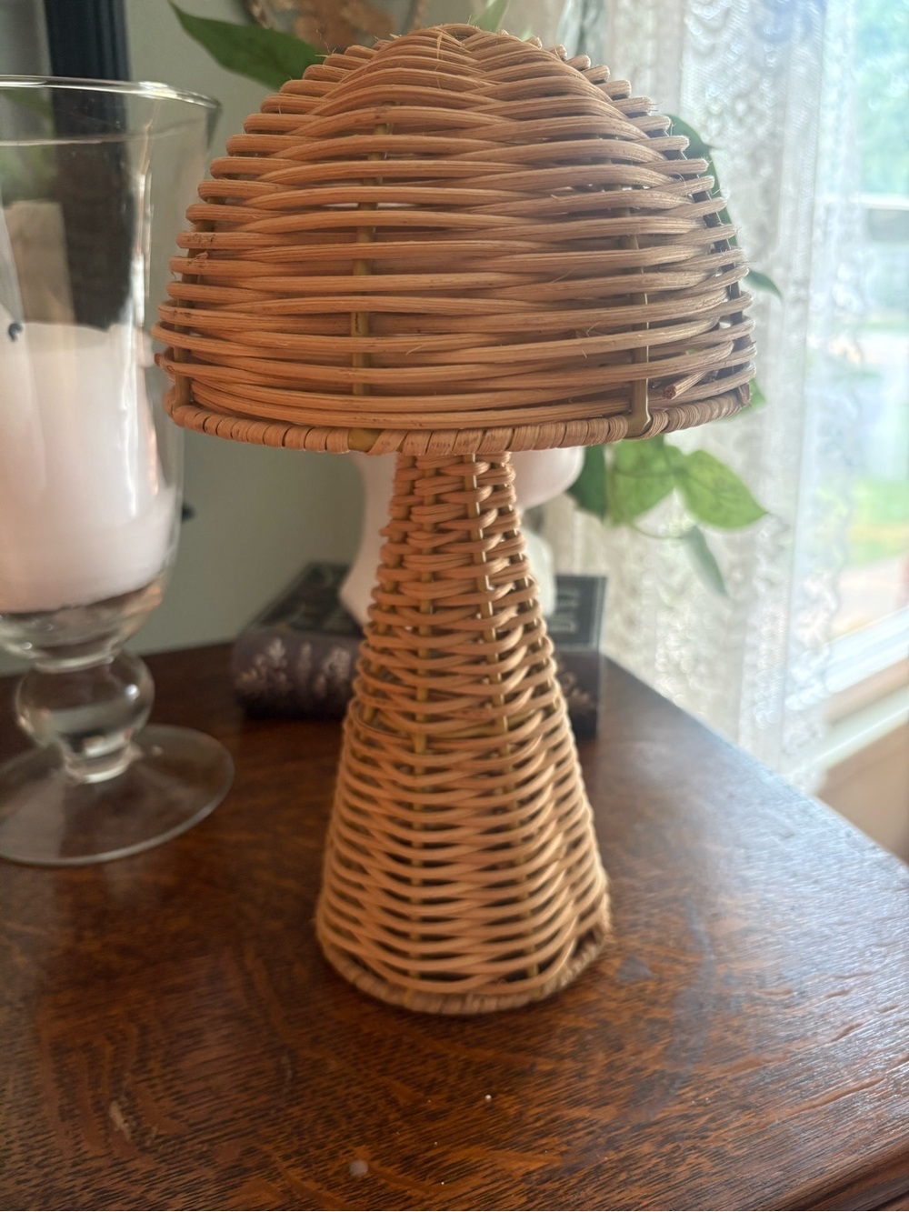 Vintage Woven Rattan Wicker Mushroom Decor – Boho/MCM